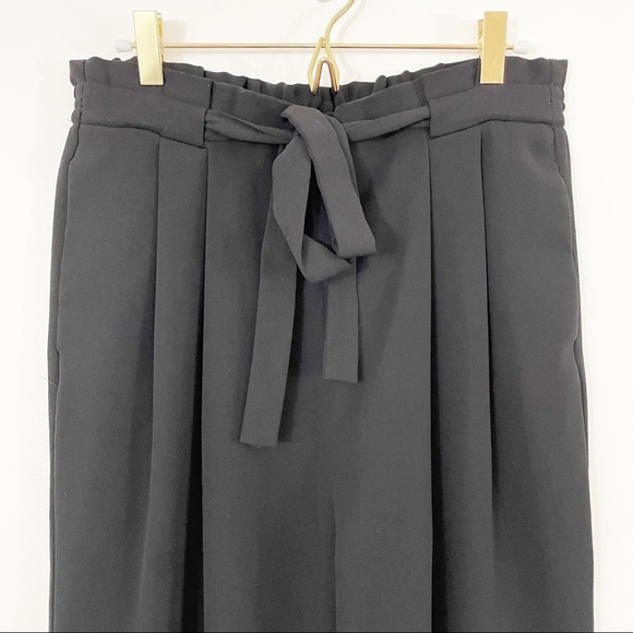ZARA Wide Leg Crop Paper Bag Waist Pants Size L - Picture 3 of 10